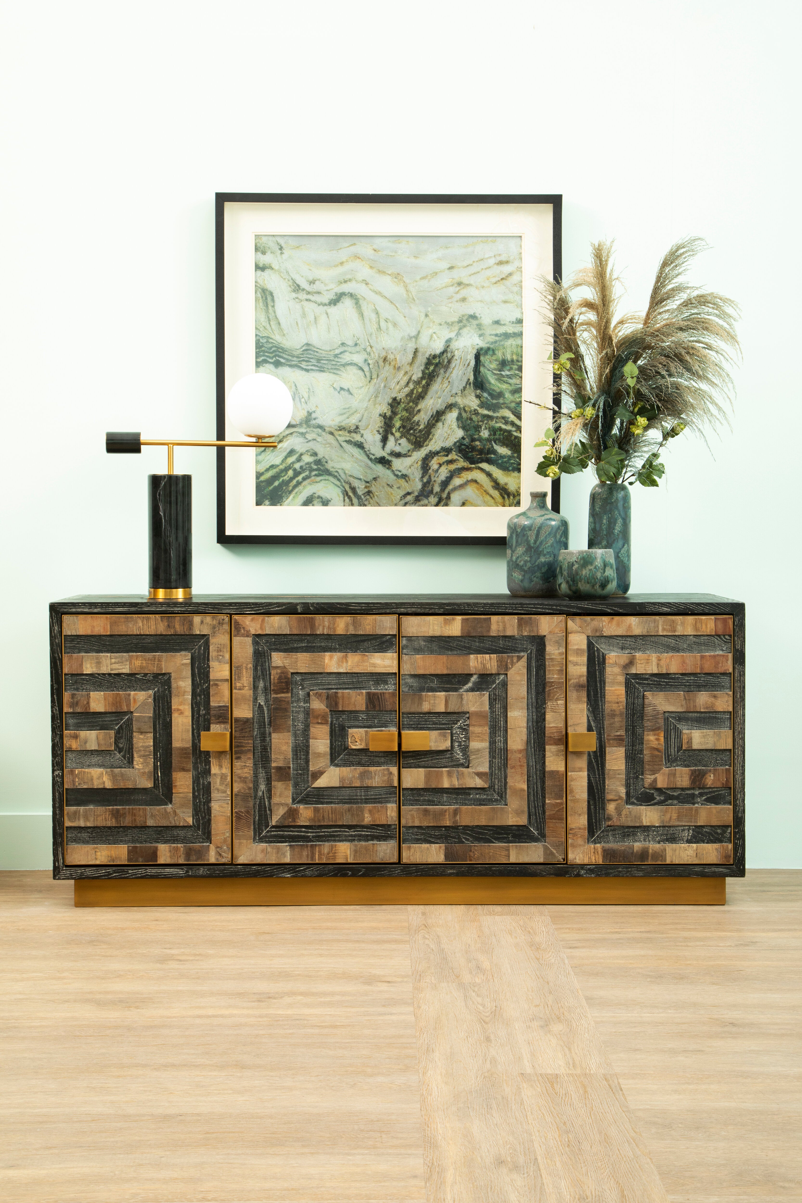 Borello Black Marble & White Glass Orb Table Lamp